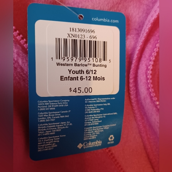 Columbia infant one-piece fleece snow suit bunting. Size 6-12 month - Picture 6 of 8